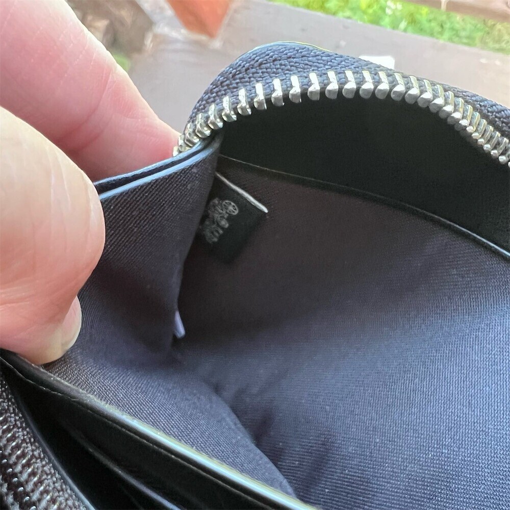 COACH Long Zip-Around Wallet Signature Metallic Black/Gray with Silver Hardware - Picture 10 of 10